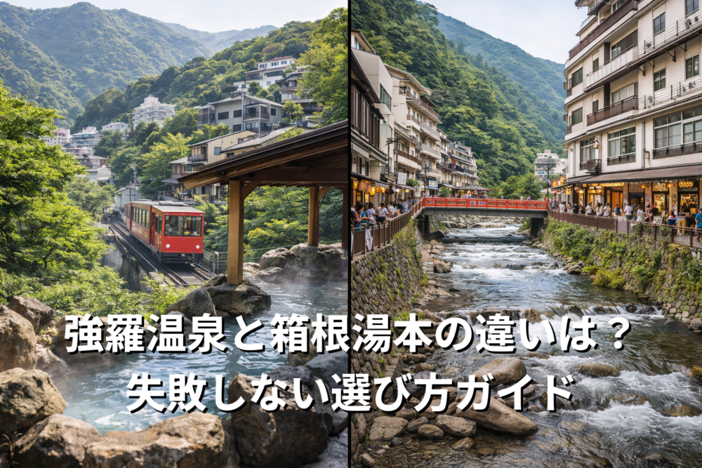 強羅温泉と箱根湯本を比較するイメージ