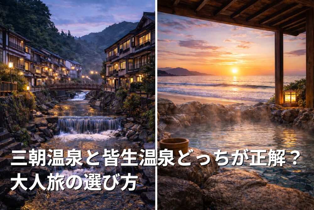 三朝温泉と皆生温泉の比較イメージ