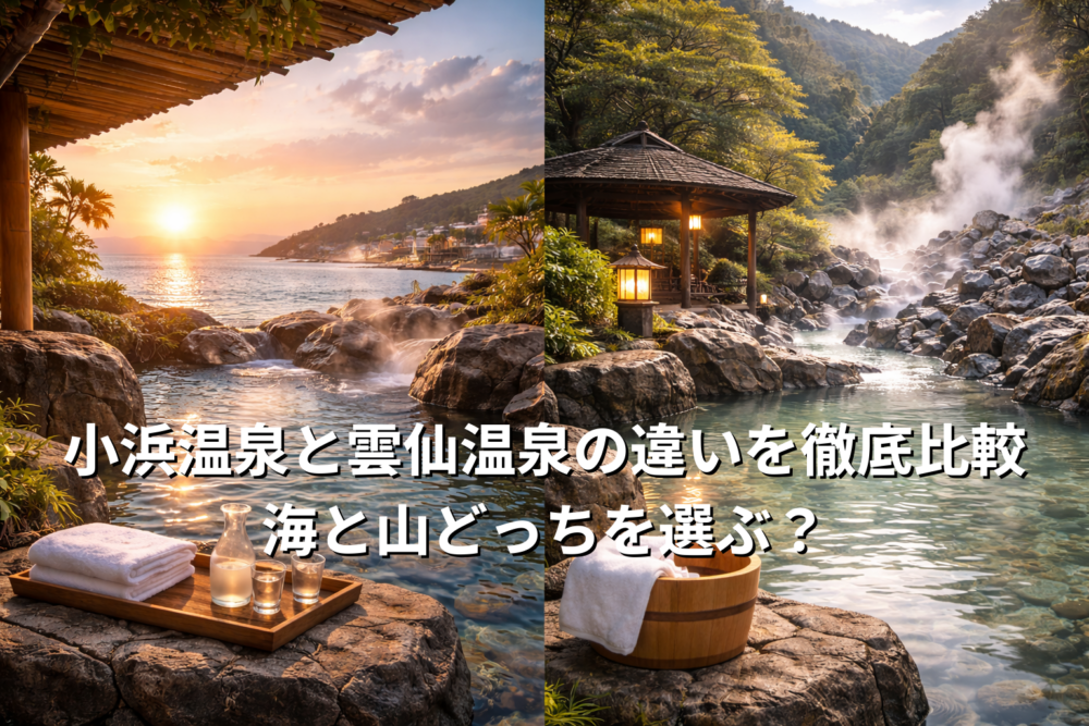 小浜温泉と雲仙温泉を比較するイメージ