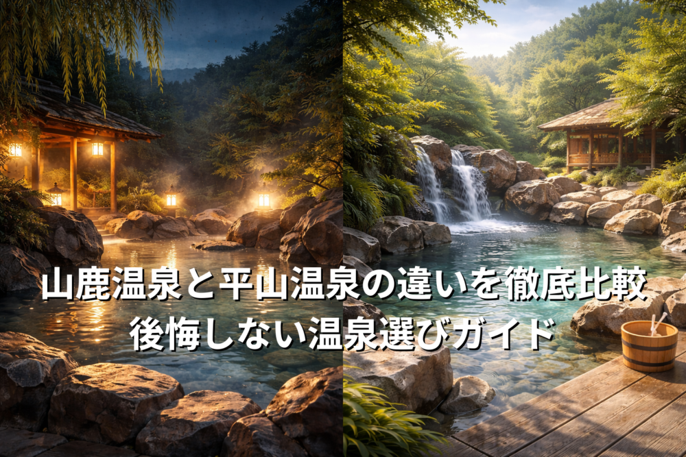 山鹿温泉と平山温泉を比較するイメージ