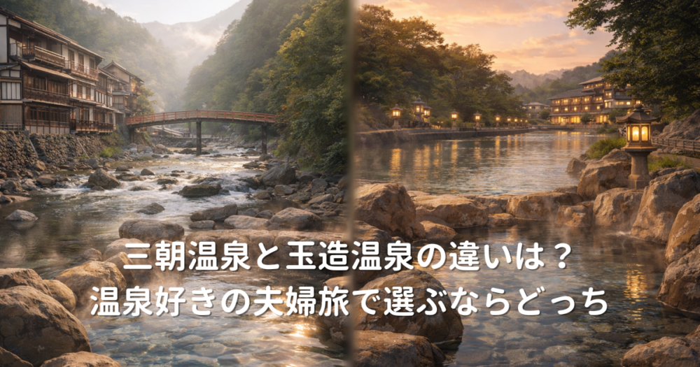 三朝温泉と玉造温泉を比較するイメージ