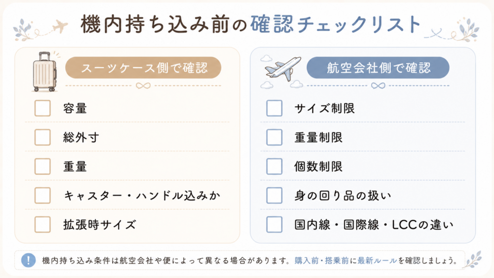 機内持ち込み前の確認チェックリスト
