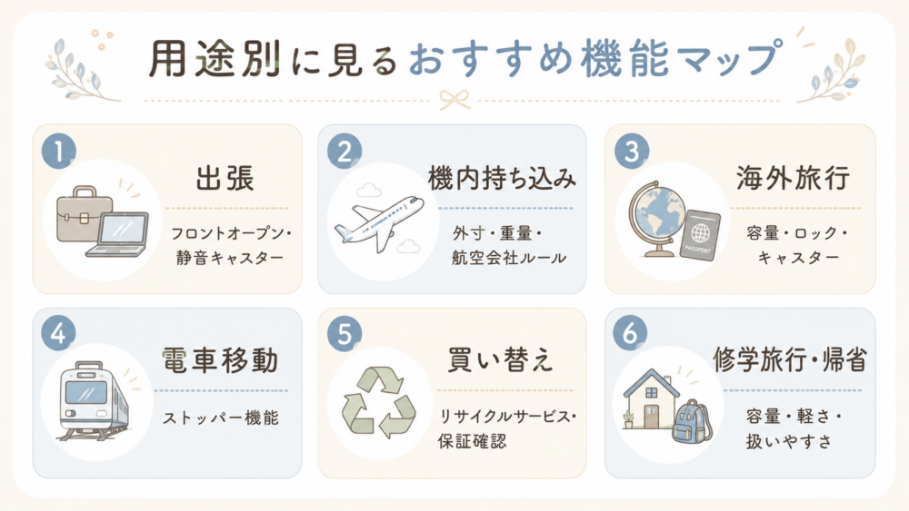 用途別おすすめ機能マップ