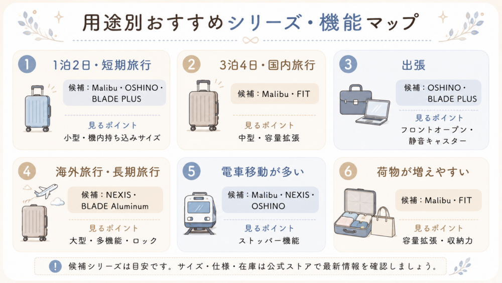 用途別おすすめシリーズ・機能